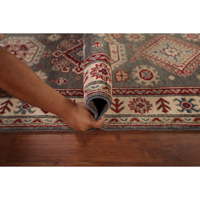 Gray Kazak Runner Rug Hand-Knotted Wool Carpet - 2'8" x 16'3"