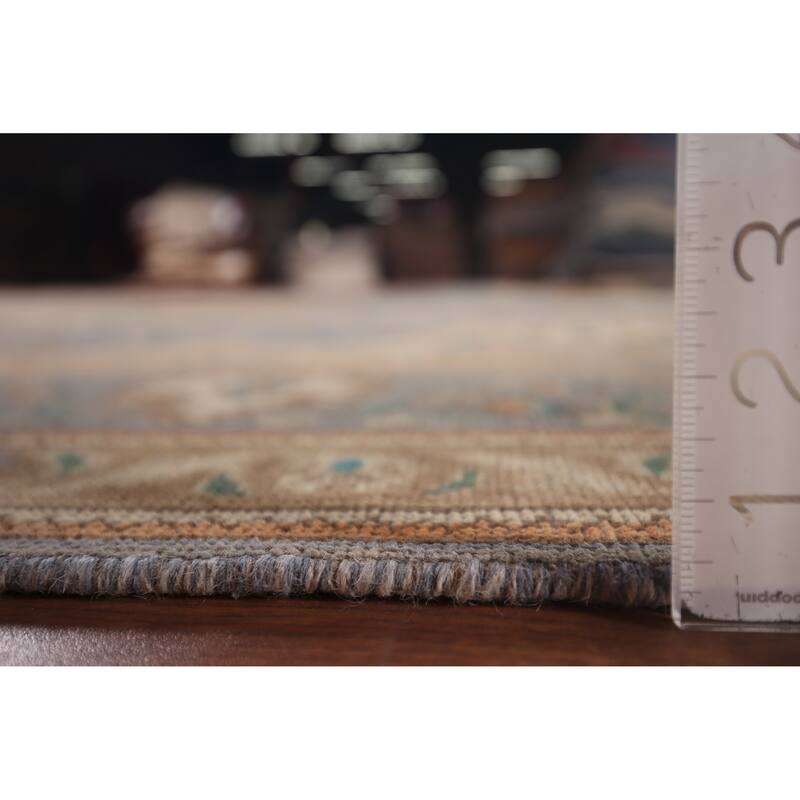 Tabriz Persian Vintage Area Rug Hand-Knotted Blue Wool Carpet - 9'10"x 12'9"