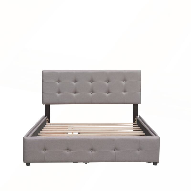 Upholstered Platform Bed with 2 Drawers and 1 Twin XL Trundle