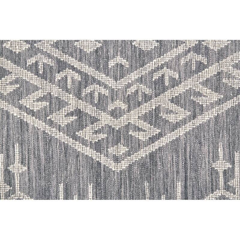 Bray Bohemian Geometric Flatweave Rug, Dusty Blue/Ivory, Area Rug