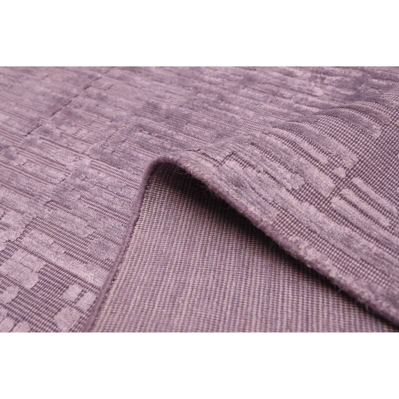 ECARPETGALLERY Hand Loomed Elysian Purple Viscose, Wool Rug - 5'0 x 8'0