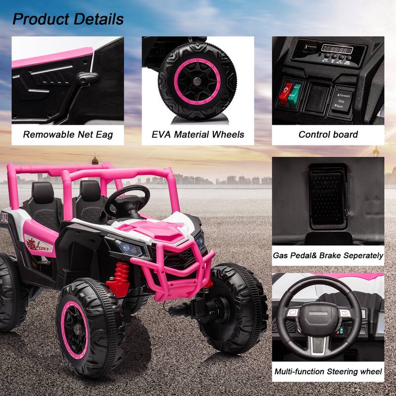 Ride on UTV Cars 2 Seater, 24V 4WD Off-Road Electric Vehicles