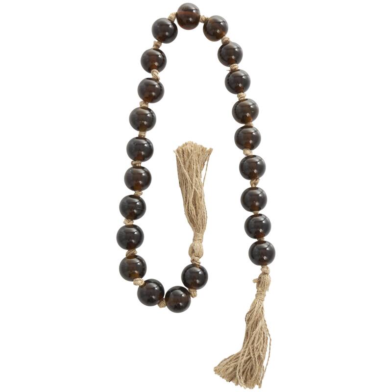 Glass Handmade Round Beaded Garland with Tassel with Knotted Brown Jute - Roche River Decor