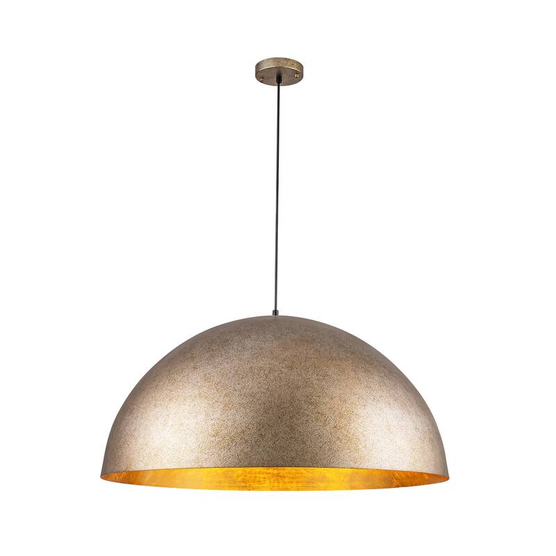 3-Light 31" Industrial Dome Brass&Gold Foil Pendant Light Large Kitchen Island Lighting - 31.49 in. W × 16.53 in. H