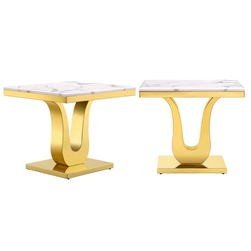 Side Table with Gold Stainless Steel base