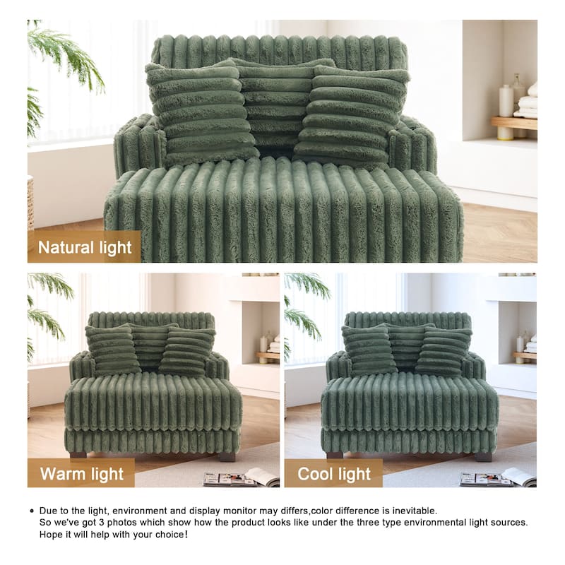 Modern Upgraded Plush Fabric Sofa Chaise Lounge with Pillows
