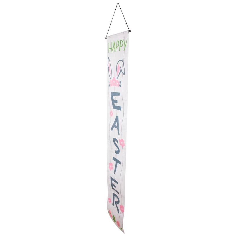 Set of 2 "Welcome" and "Happy Easter" Outdoor Hanging Door Banners 71"