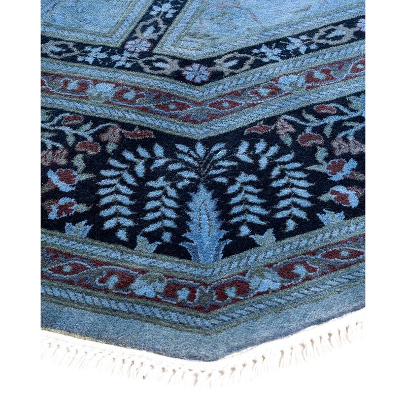 Fine Vibrance, One-of-a-Kind Hand-Knotted Area Rug - Purple, 7' 1" x 7' 1" - 7' 1" x 7' 1"