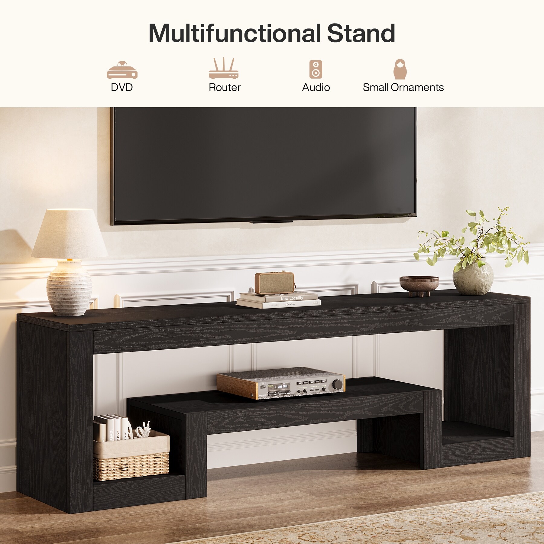 63'' TV Stand for 55/60/65-Inch TVs, Entertainment Center with