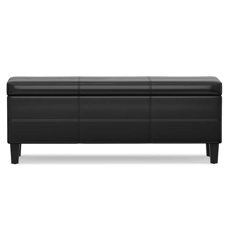 WYNDENHALL Halsey 48 inch Wide Contemporary Rectangle Ottoman Bench in Faux Leather