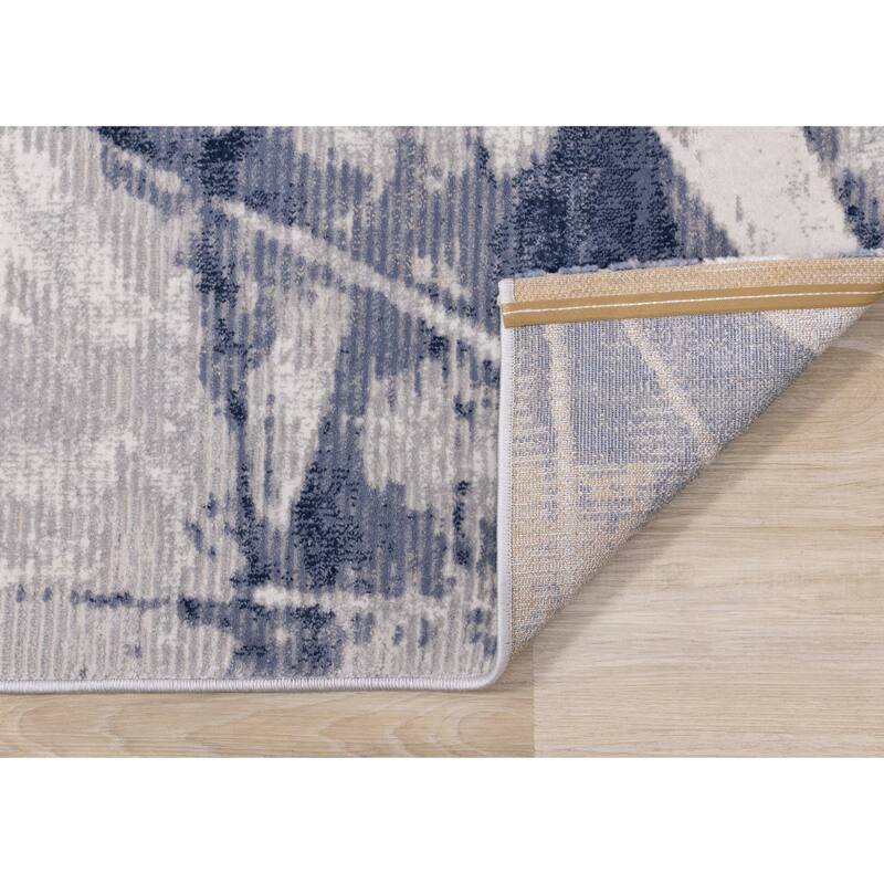 Alpine Rug Co. London Blue Cream Grey Soft Abstract Indoor Area Rug