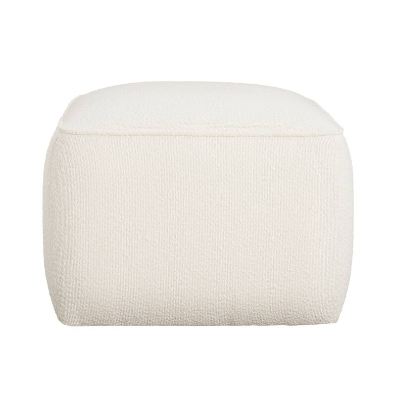 Upholstered Square Ottoman, White, Boucle