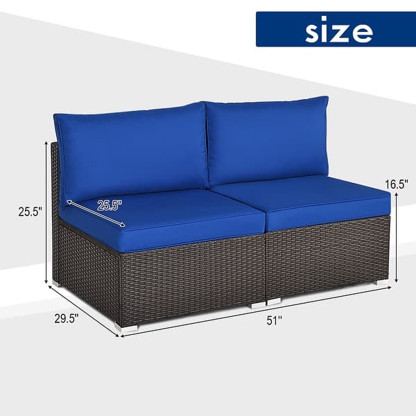 Costway 2PCS Patio Rattan Armless Sofa Sectional Furniture 2Piece