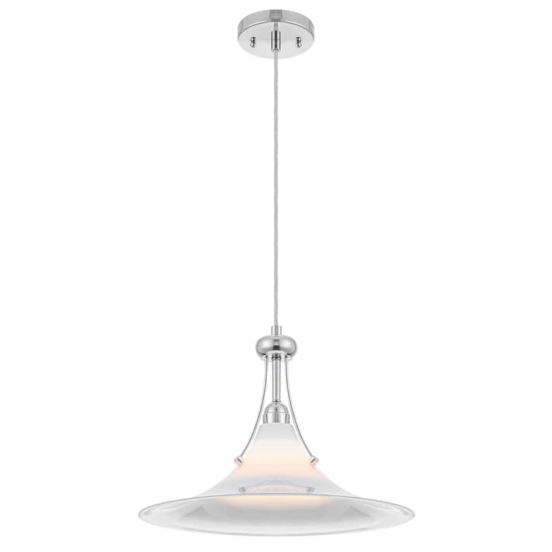 Chrome Trumpet Clear Glass Pendant Light Modern Hanging Fixture - Dia.15.55-in - Dia.15.55-in