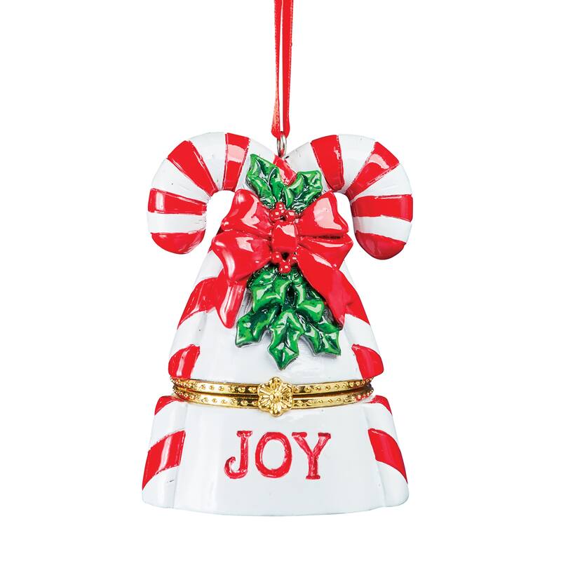 Hand Painted Holiday Trinket Box Ornament - 5.000 x 3.800 x 3.250