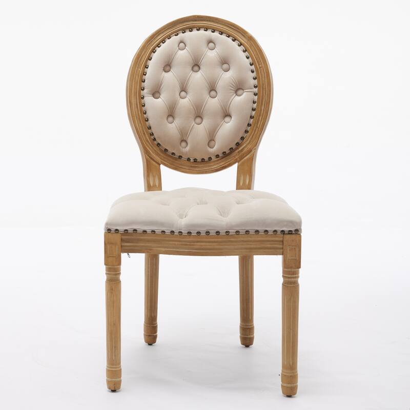 French Style Velvet Dining Chairs Set of 2, Dining Chair with Solid Wood Frame/Nailhead Trim