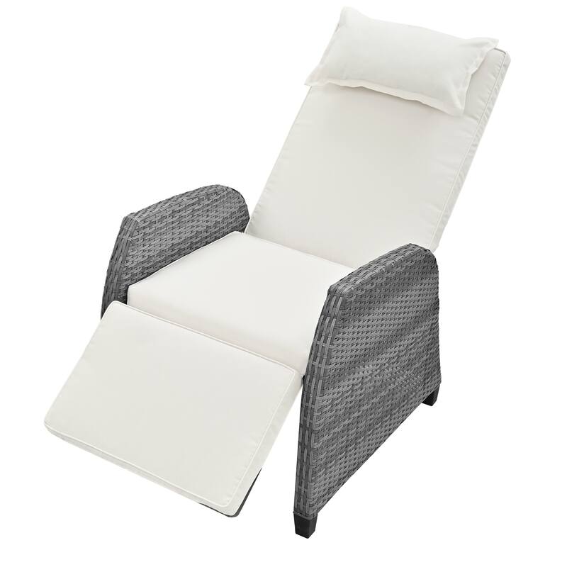 3-Piece Outdoor Patio Wicker Recliner Chair Set with Tempered Glass Table