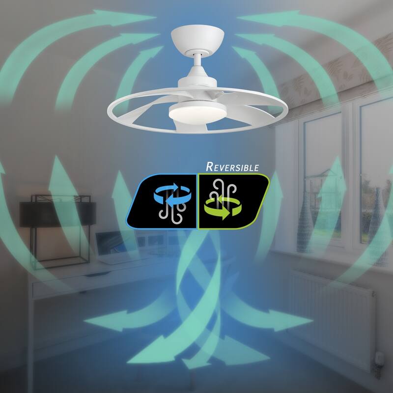 Light Pro 22 in. LED Indoor Matt white Smart Ceiling Fan with DC Motor