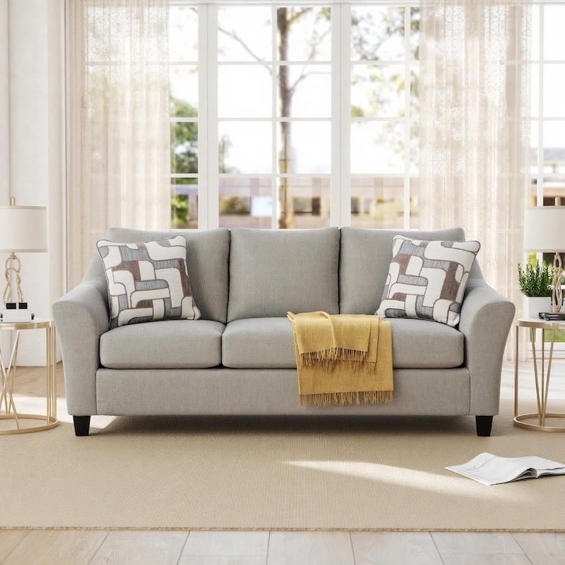 Roundhill Furniture Elaris 2-Piece Living Room Set - Flared Arm Sofa and Loveseat with Chenille Upholstery, Taupe