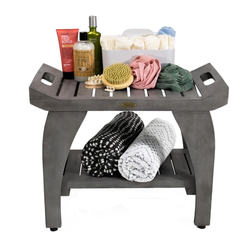 CoastalVogue Tranquility 24in Wide Shower Bench in a Gray Finish - Gray