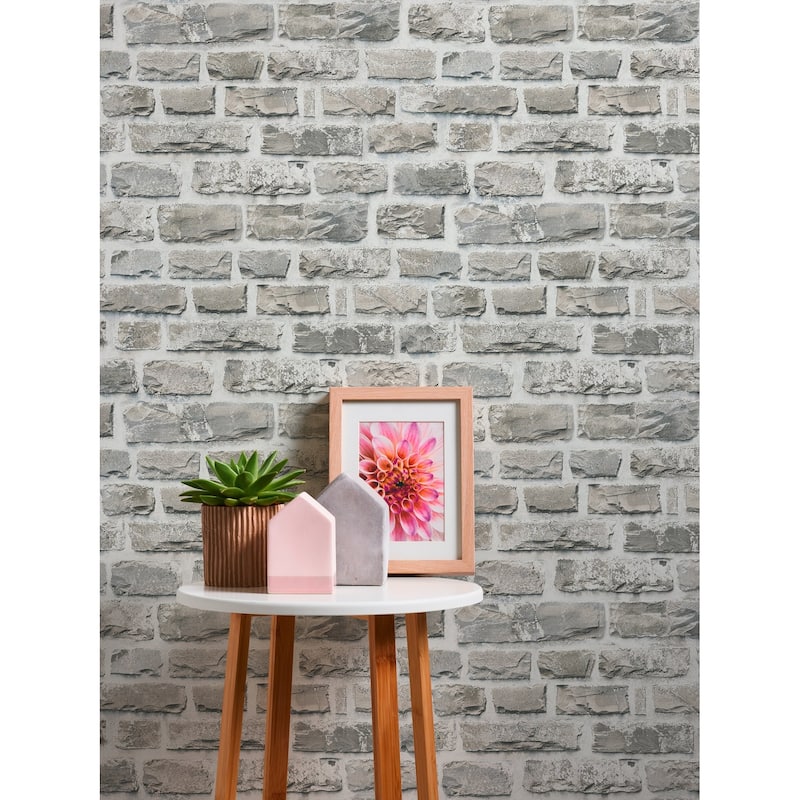 Galerie Wallcoverings Bricks and More Collection Stone Brick Matte Finish Vinyl on Non-woven Wallpaper Roll