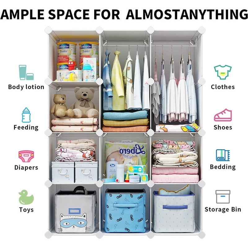 Kids Closet Organizers 15 D x 35 W x 47 H White