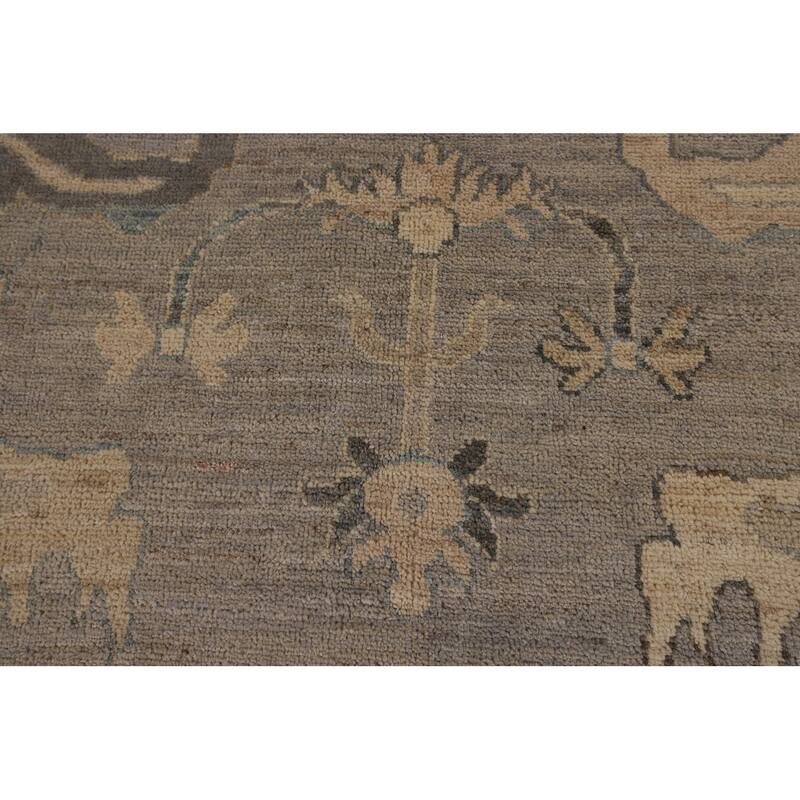 Vegetable Dye Oushak Turkish Rug Hand-Knotted Living Room Wool Carpet - 9'4"x 11'8"