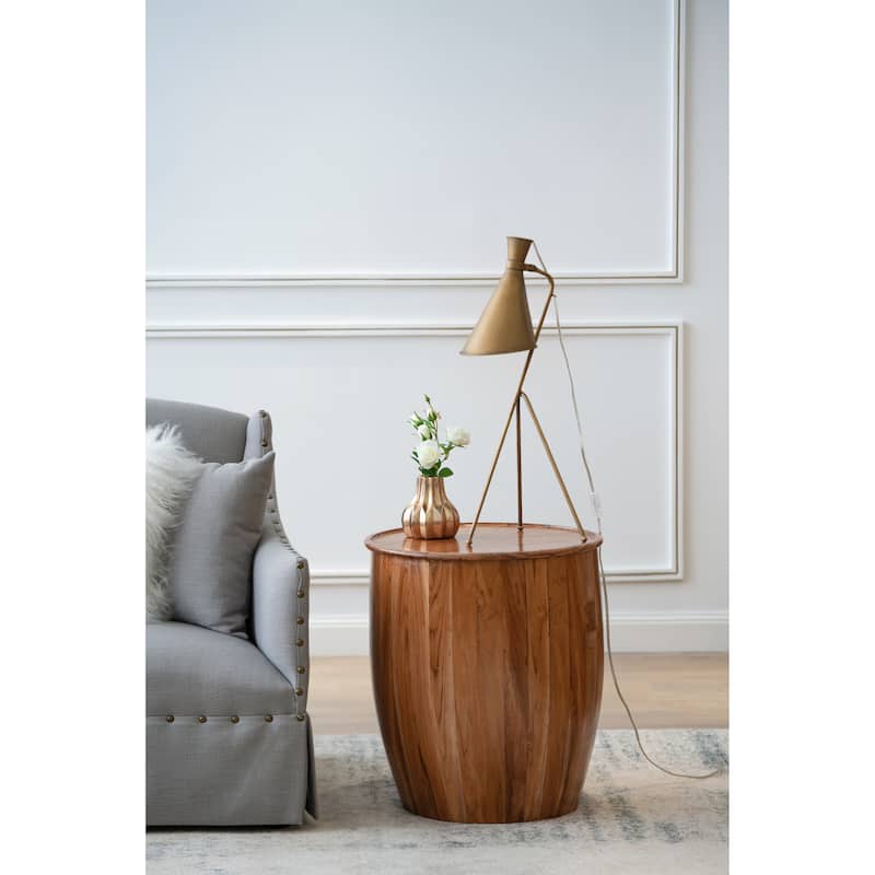 22x22x25" Drum Side Table With Tray Style Top