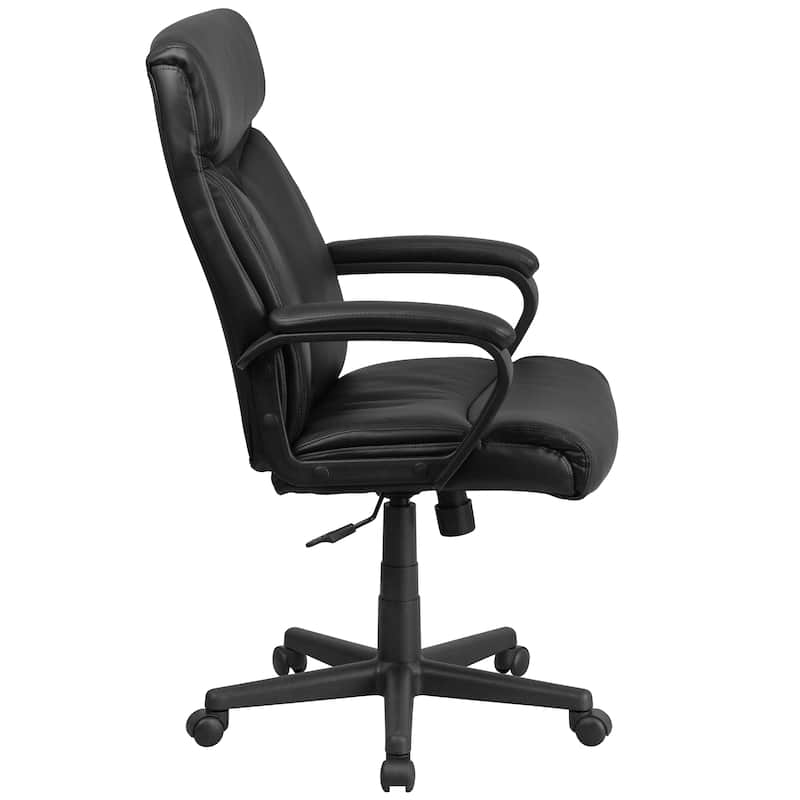 High Back LeatherSoft Executive Swivel Office Chair w/ Slight Mesh Accent