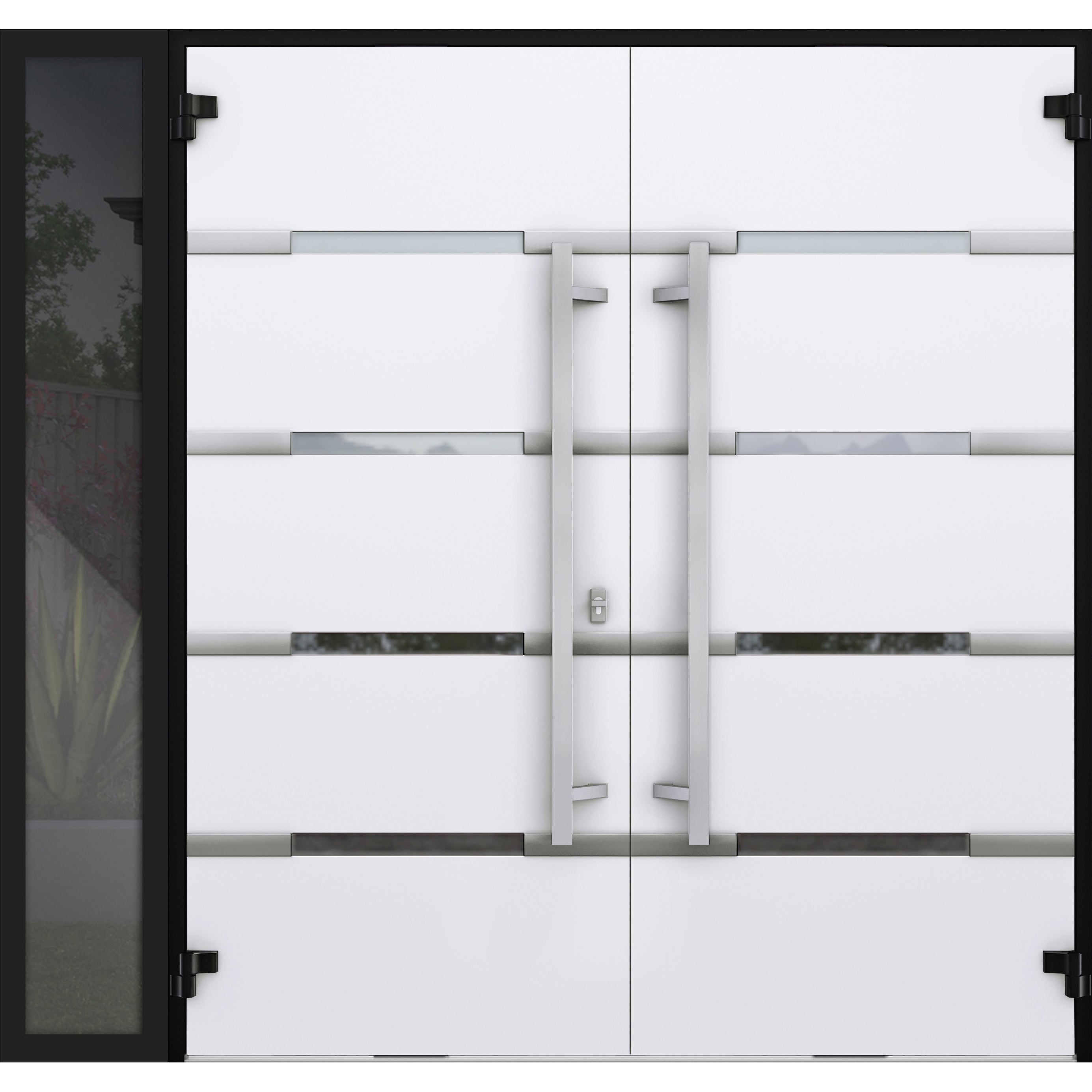 Exterior Prehung Steel Double Entry Doors 1105 Black Enamel