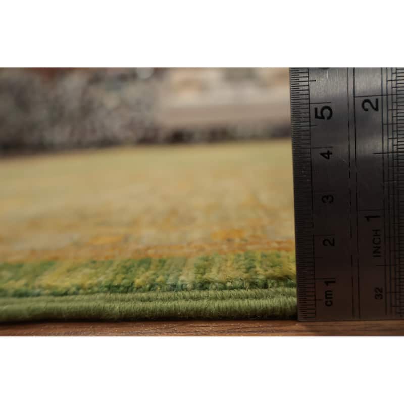 Hand Knotted Oriental 100% Wool Carpet Transitional Floral Green Oushak Area Rug - 8' 5'' X 5' 11''