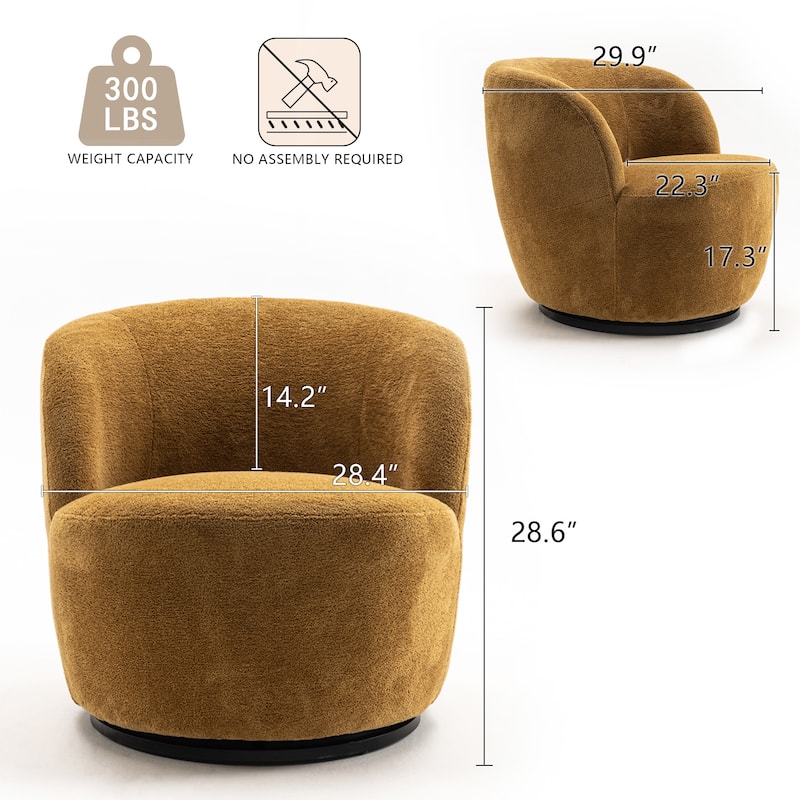 Swivel Accent Chair, Furry Round Barrel Chair
