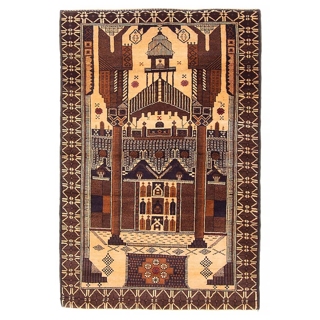 Teimani Beige Rug 2'11" x 4'6" - 2'11 x 4'6