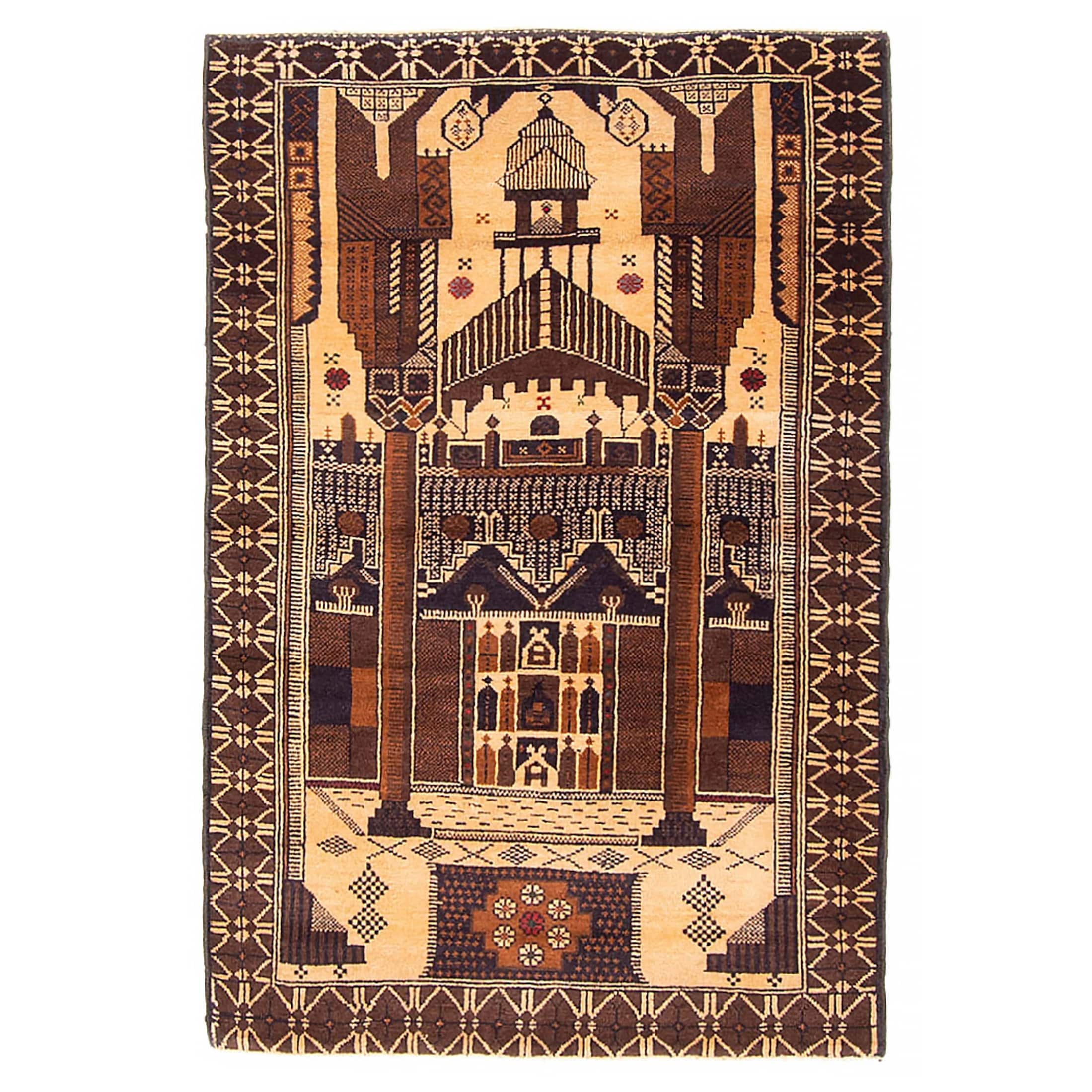 Teimani Beige Rug 2'11" x 4'6" - 2'11 x 4'6