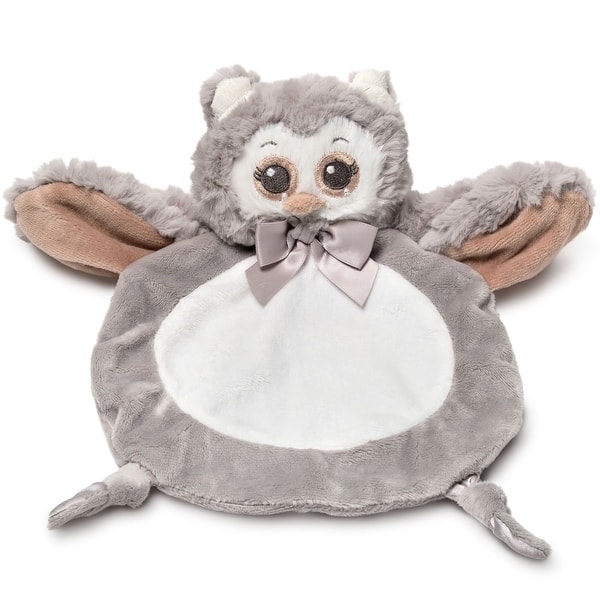 slide 2 of 6, Bearington Baby Wee Owlie 8" x 7" Small Gray Owl Security Blanket
