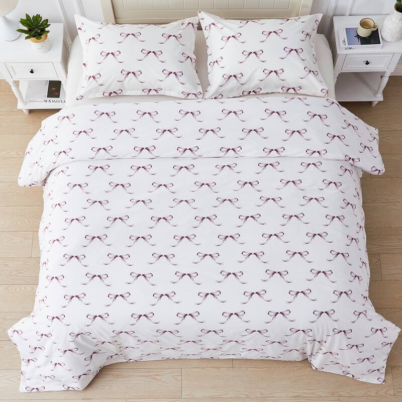 Gentle Ribbons Cotton Duvet Set Rose