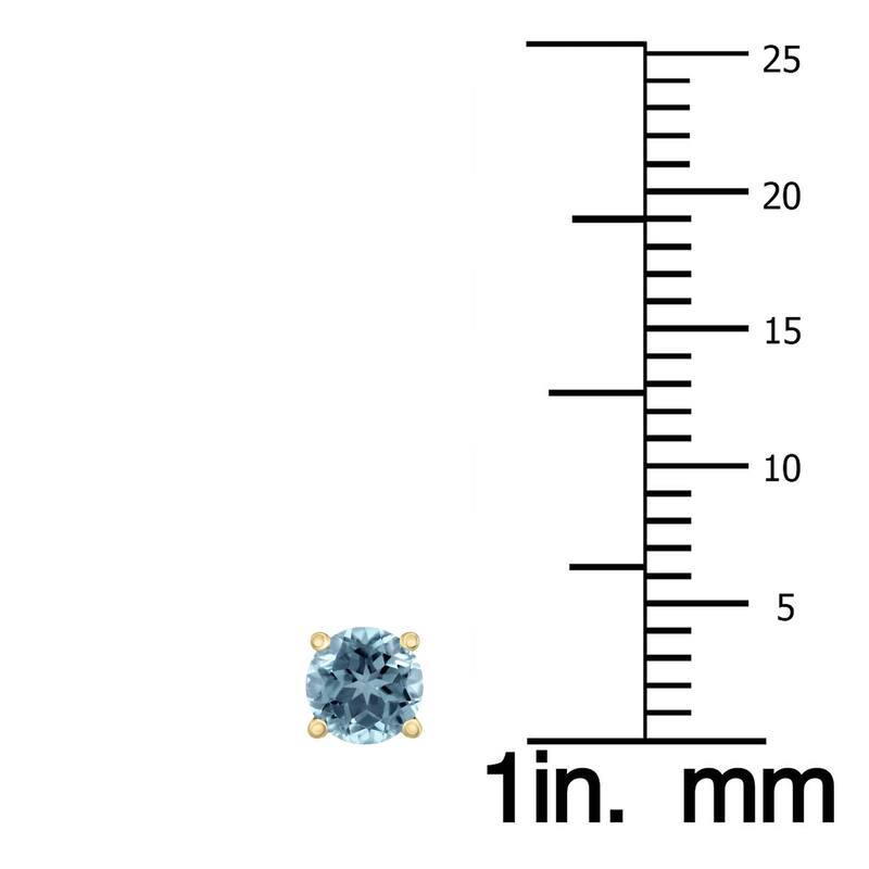 Marquee 14K Yellow Gold 4MM Round Aquamarine Earrings