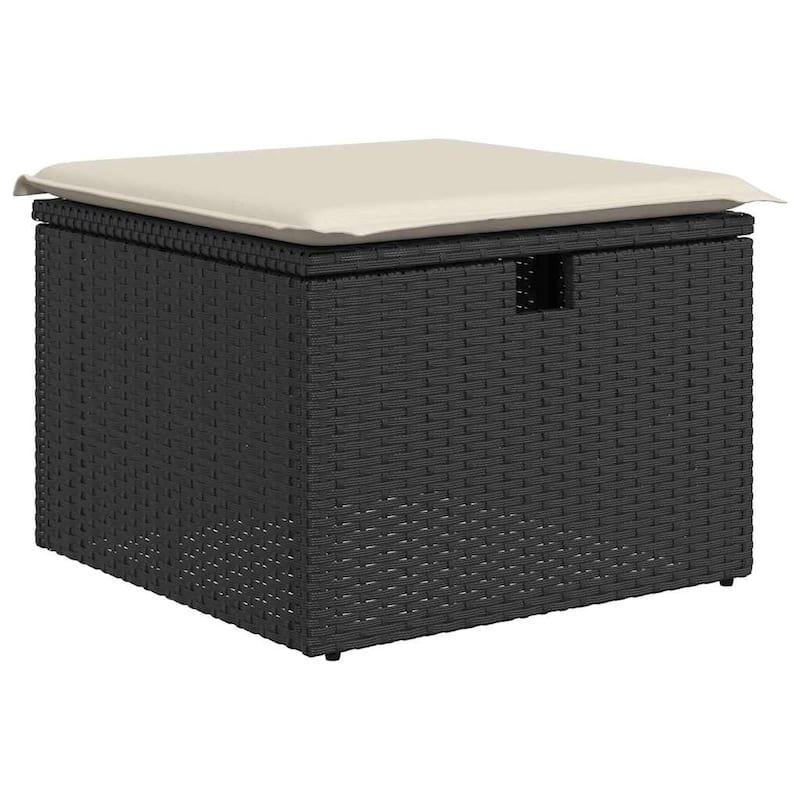 vidaXL Patio Sofa Set with Cushions Outdoor Conversation Furniture Poly Rattan - 21.7 x 24.4 x 27.2