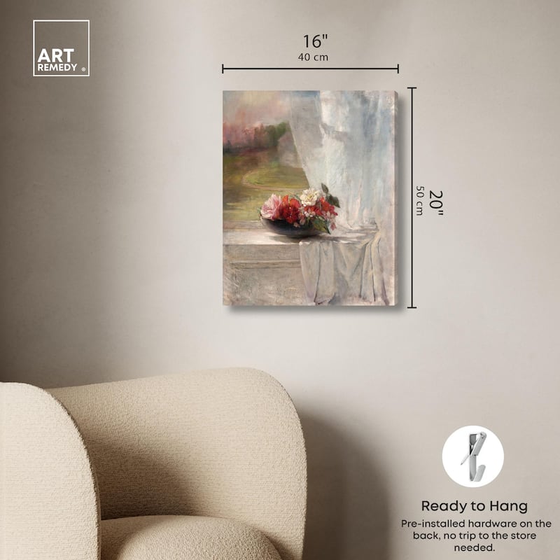 Flowers on a Window 1861 Canvas by Art Remedy, Gallery Wrapped