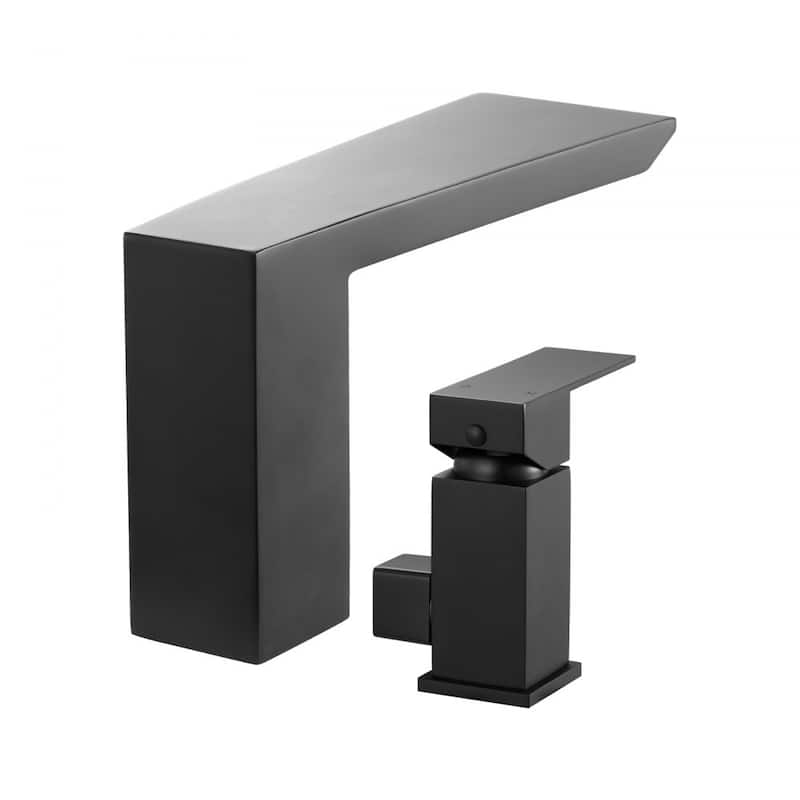Matte Black 3-Hole Deck Mount Widespread Roman Bathtub Faucet with Waterfall Fill and Handheld Shower - 8.94” x 2.83” x 6.89”