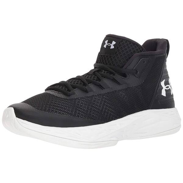 Shop Under Armour Men S Jet Mid Basketball Shoe Black Steel White