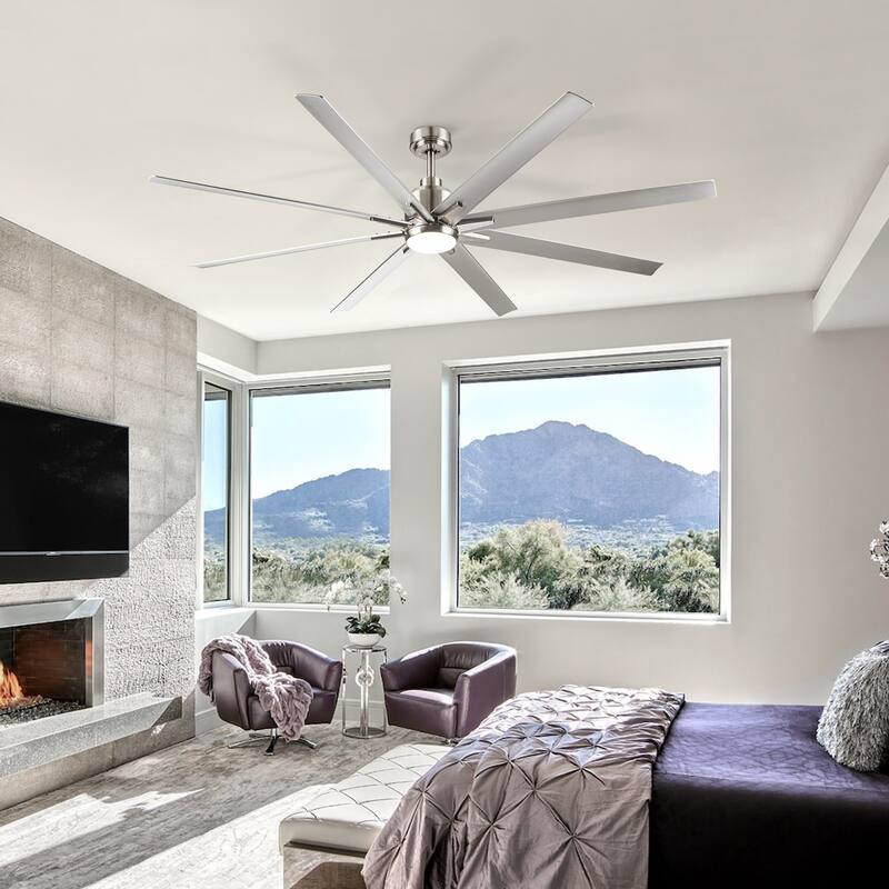 Smart 72" Integrated Led Ceiling Fan With Silver Blades In Brushed Nickel Finish