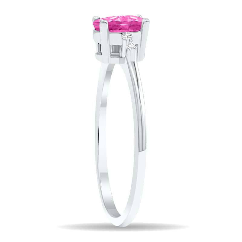 Women's Pink Topaz and Diamond Sparkle Ring in 10K White Gold