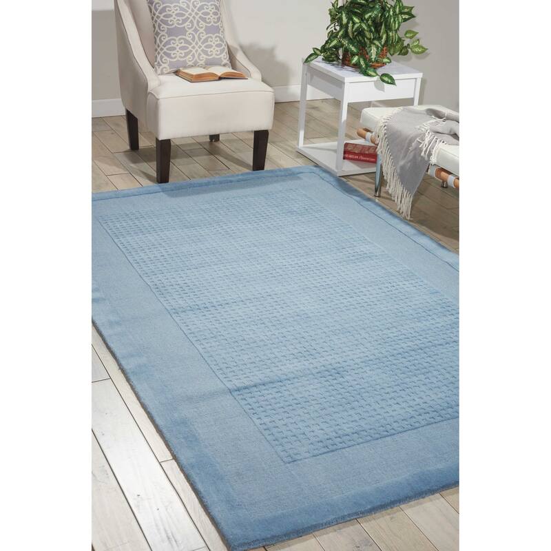 Nourison Hand-tufted Westport Solid Wool Area Rug - 3'6" x 5'6" - Blue