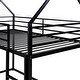 preview thumbnail 9 of 7, Twin over Twin House Shape Bunk Bed with Protective Fence, Metal Kids Bed Frame with Built-in Ladder, Black