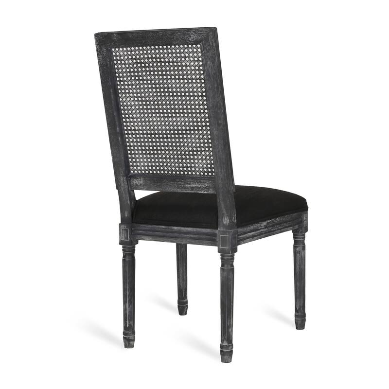 French Dining Chairs Set of 2, Rattan Farmhouse Upholstered Dining Chairs with Backrest and Wood Frame for Living Room, Kitchen