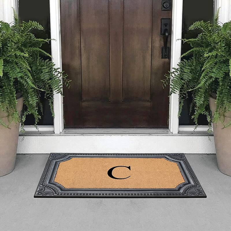 A1HC First Impression Carson Rubber and Coir 24" X 39", Heavy Duty, Easy to Clean Outdoor Monogrammed Doormat