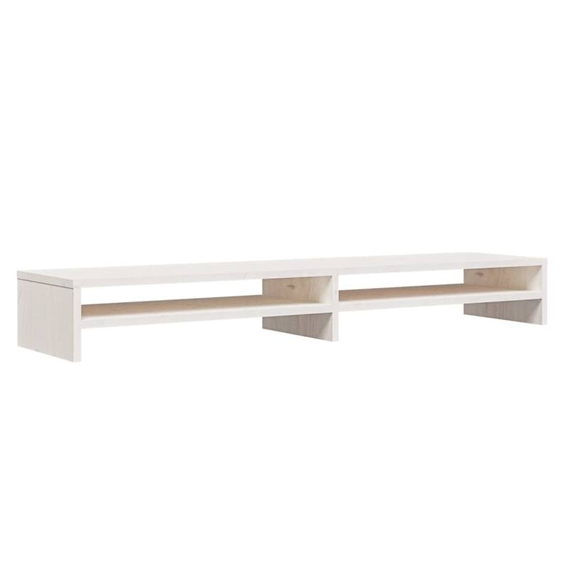 vidaXL Monitor Stand White Solid pine wood 39.4 x 9.4 x 5.1 in - 39.4 x 39.4 x 5.1 in