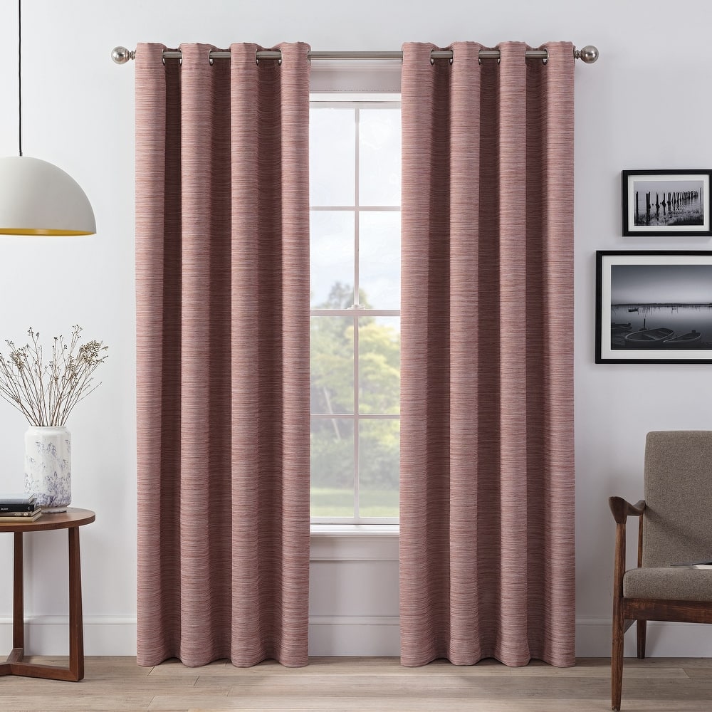 Eclipse Wyckoff Blackout Thermaweave, Grommet Window Curtain Panel Pair, 2 Panels