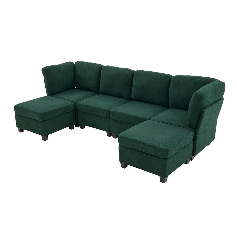 Freely Combinable Convertible Modular Sectional Sofa with Storage Ottomans